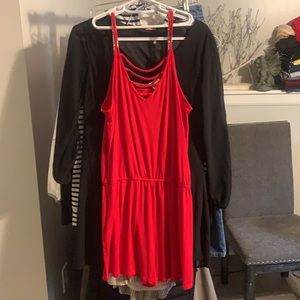 Mossimo Red Jersey-knit shirt romper Medium